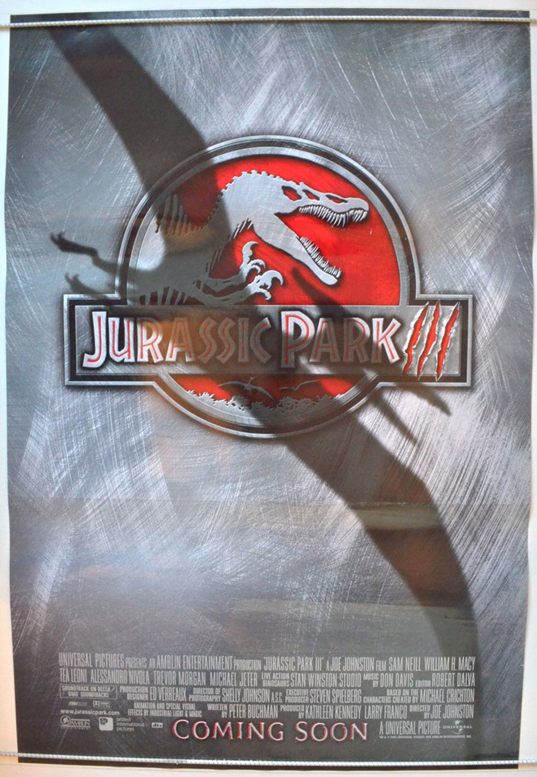 Jurassic Park III  (Teaser / Advance Version)   Original One Sheet Poster - Movie Poster