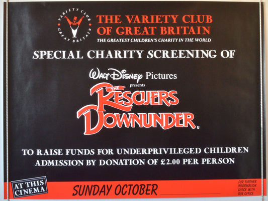 The Rescuers Down Under  (Variety Club Special Screening Poster) Original British Quad Poster - Movie Poster