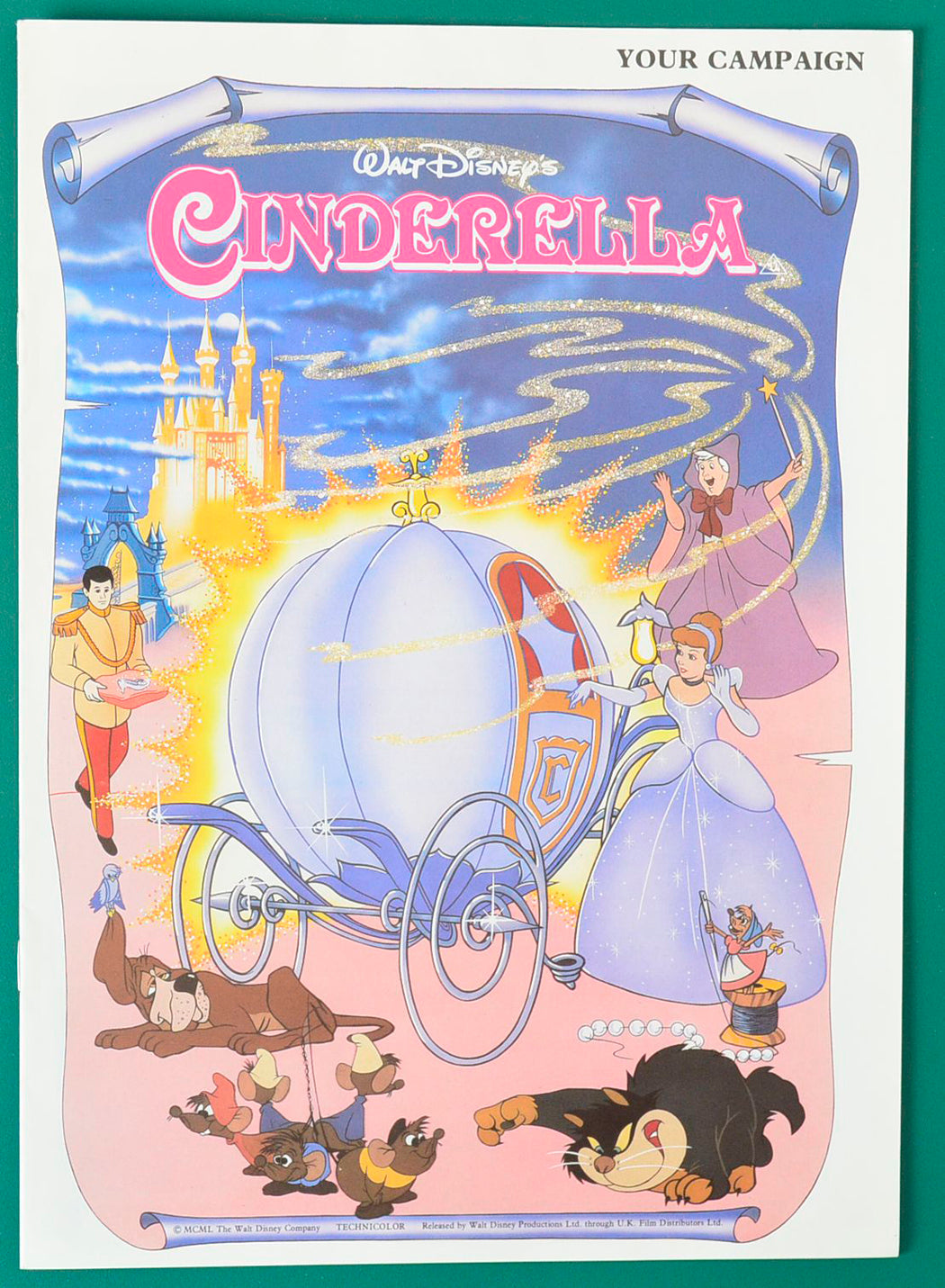 Cinderella Original 8 Page Cinema Exhibitors Campaign Press Book  + 9 Page Production Information with folder  + Synopsis / Credits Leaflet 