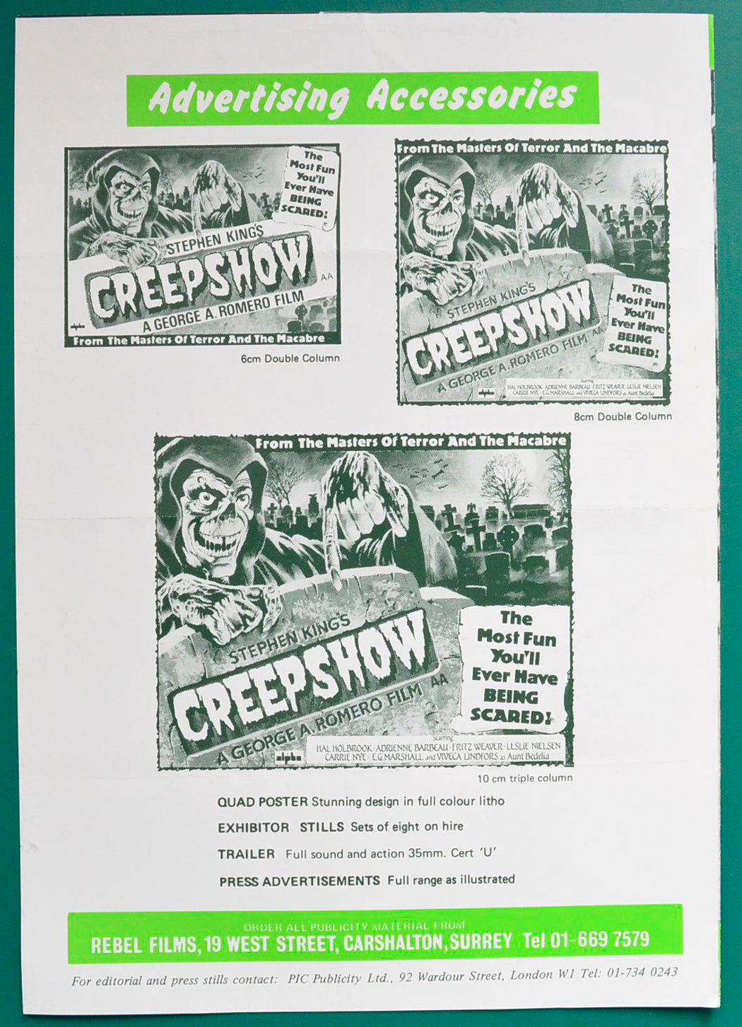 Creepshow - Press Book - Back