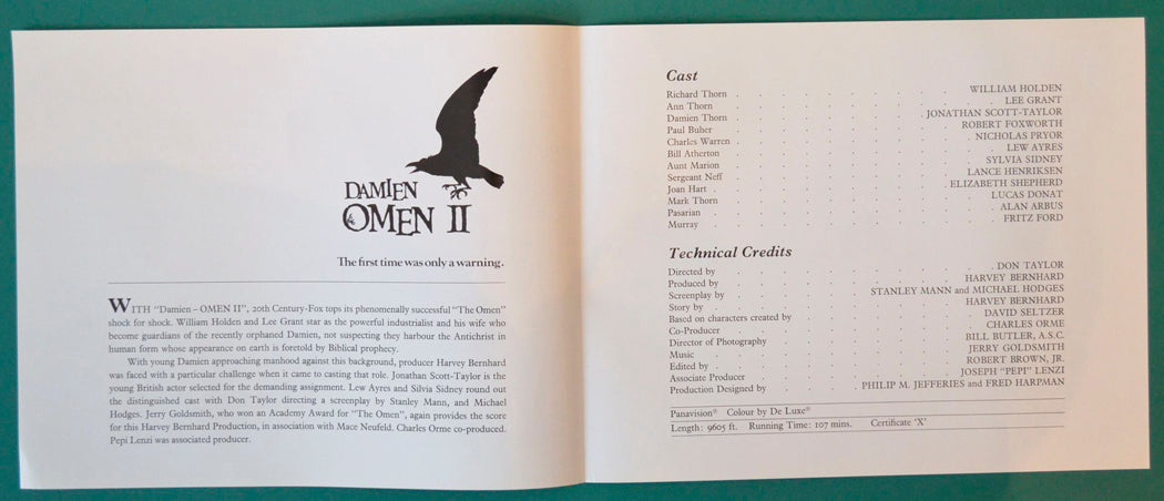 Damien Omen 2 - Synopsis Leaflet - Inside width="125" height="54