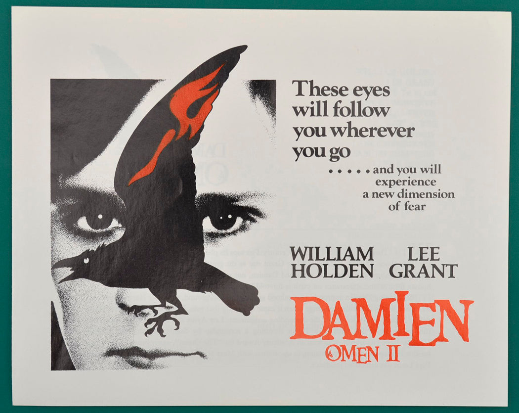 Damien : Omen II Original Cinema Synopsis / Credits Leaflet 