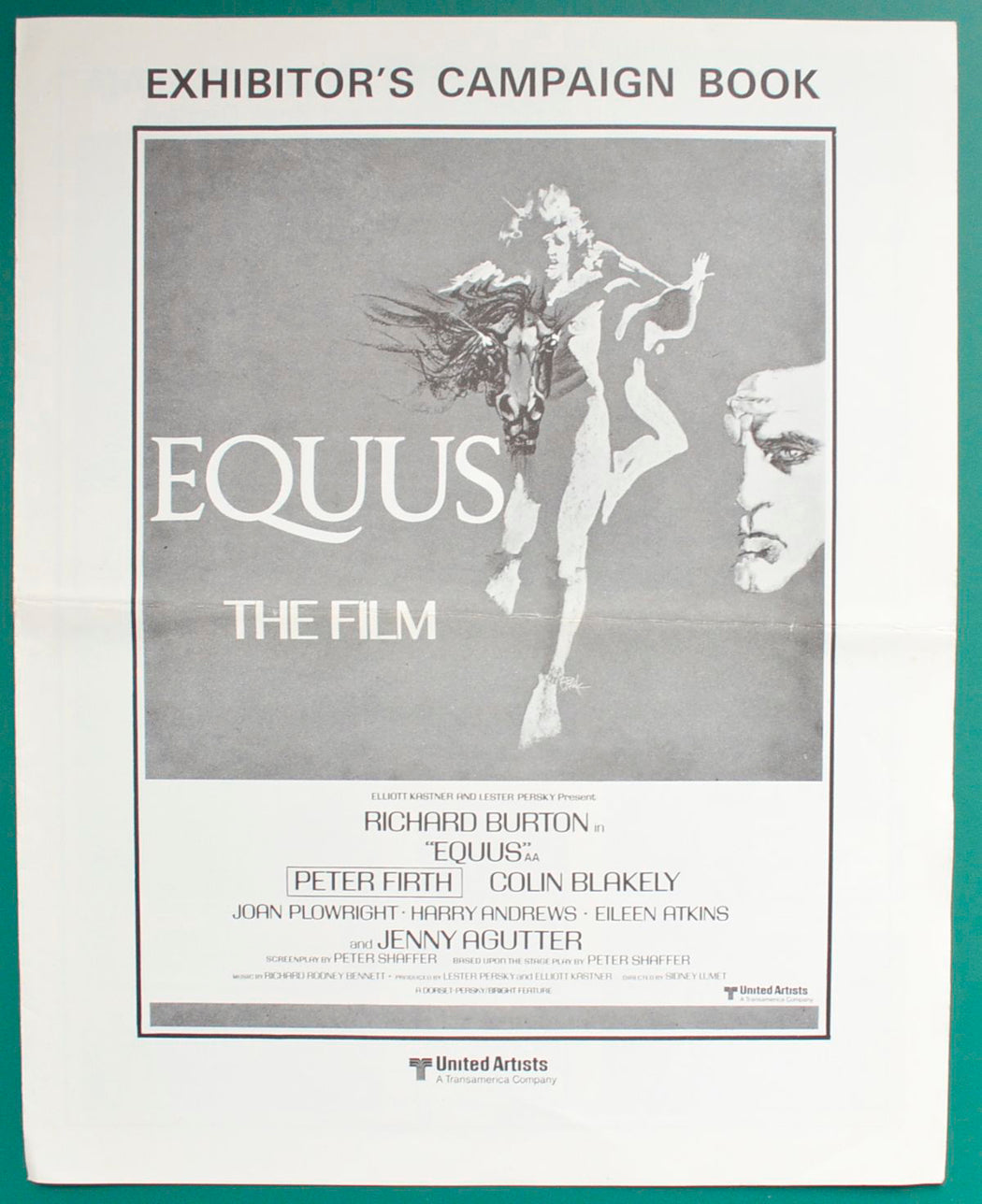 Equus Original 6 Page Cinema Exhibitor's Campaign Press Book  + Synopsis Booklet  + Press Quote Blocks Sheet 