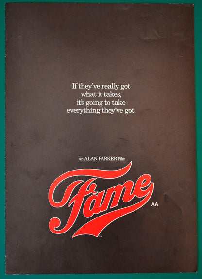 Fame Original 4 Page Cinema Exhibitors Synopsis / Credits Booklet  + Advertising Blocks Sheet 