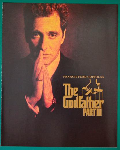 The Godfather Part III Original 4 Page Cinema Exhibitors Synopsis / Credits Booklet  + Accessories / Advertising Blocks Sheet 