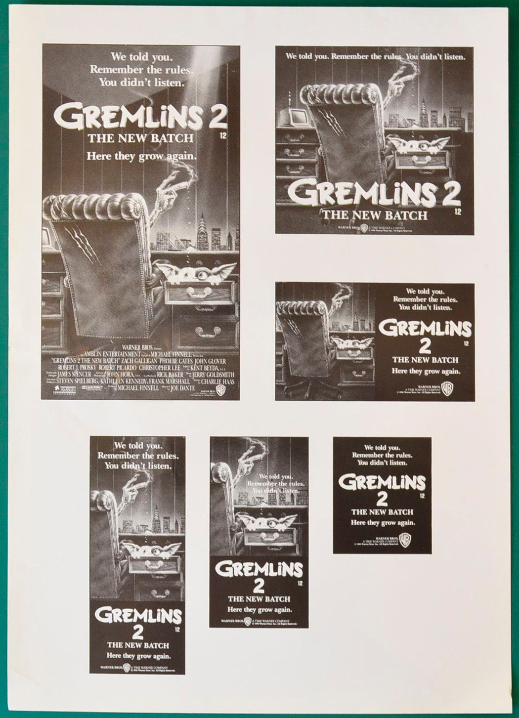 Gremlins 2 - Synopsis Booklet - Ad Blocks