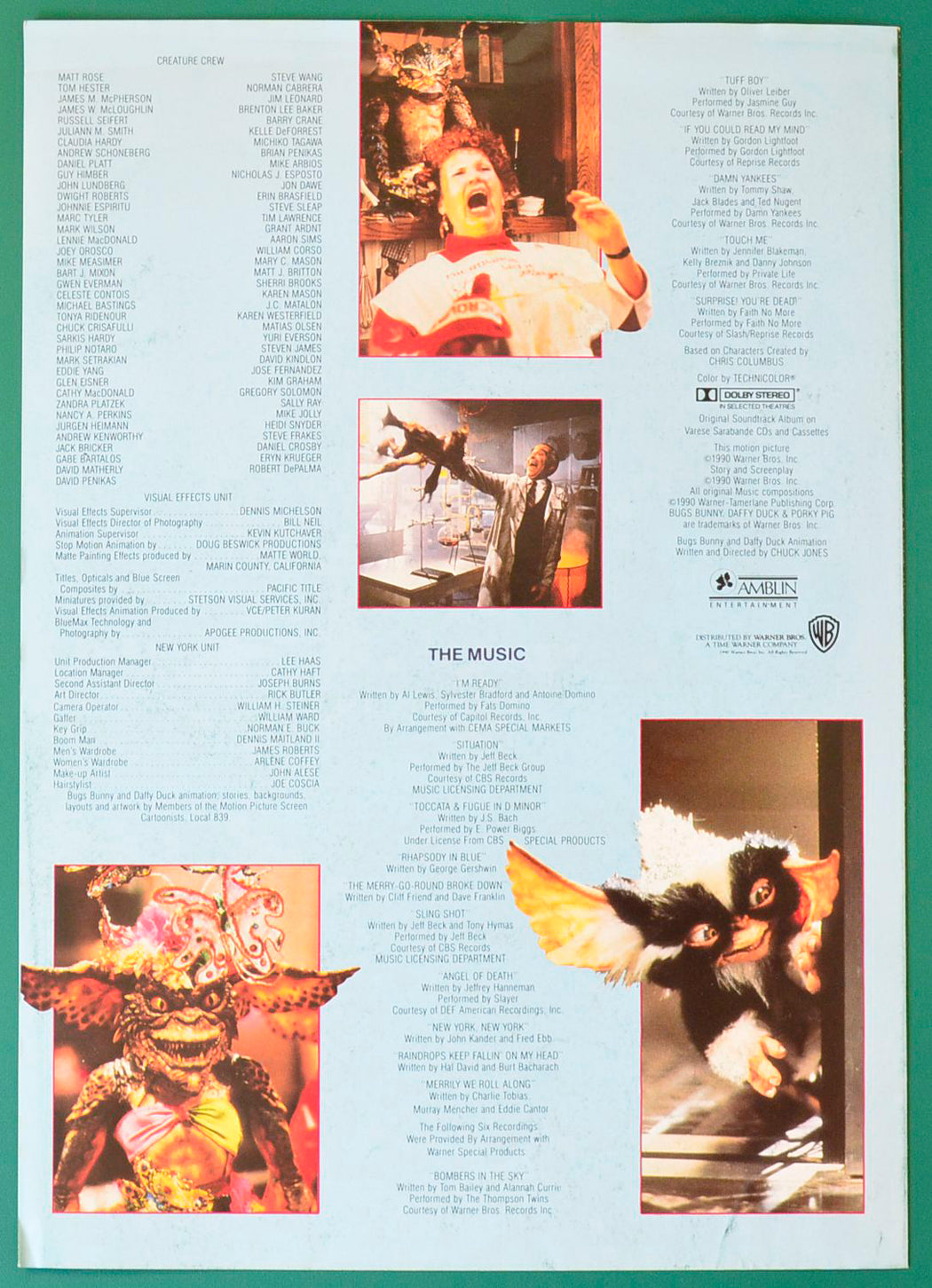 Gremlins 2 - Synopsis Booklet - Back