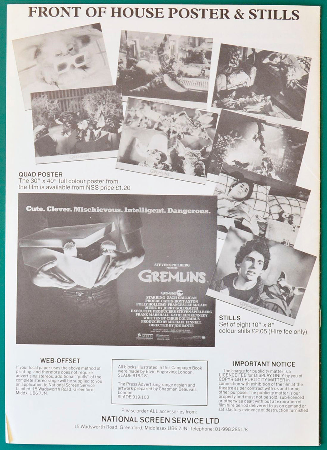 Gremlins - Press Book - Back