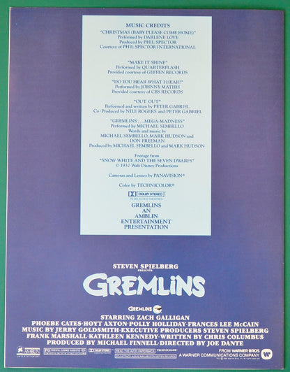 Gremlins - Synopsis Booklet - Back