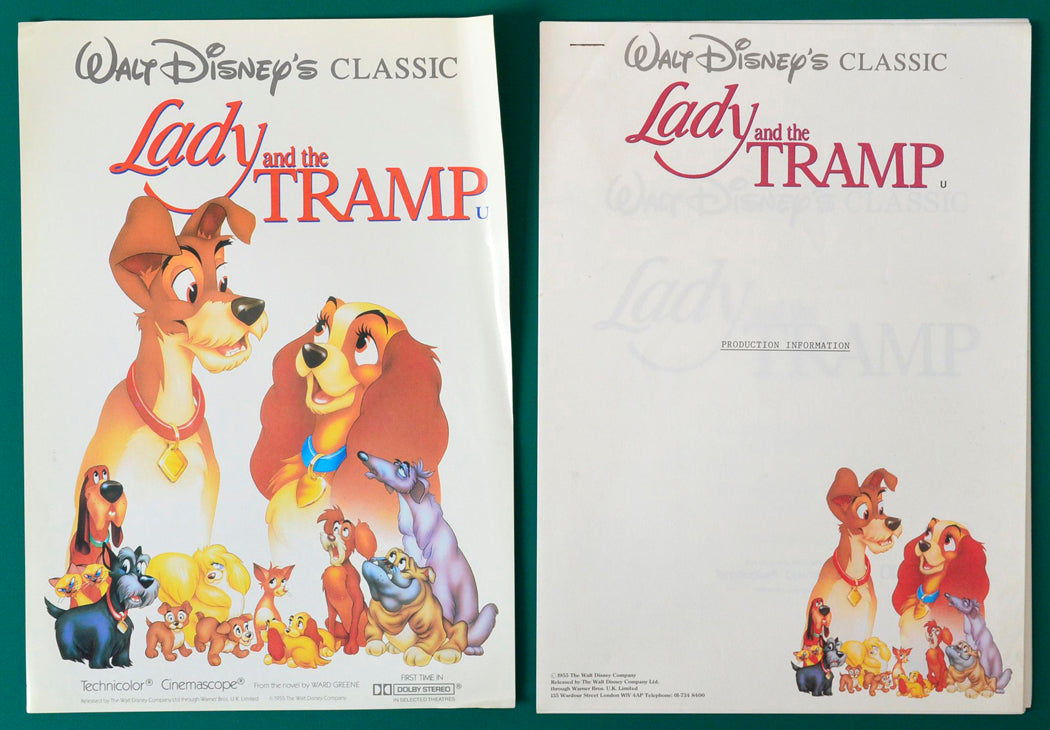 Lady And The Tramp Original 17 Page Cinema Exhibitors Production Information Document  + Synopsis / Credits Sheet 