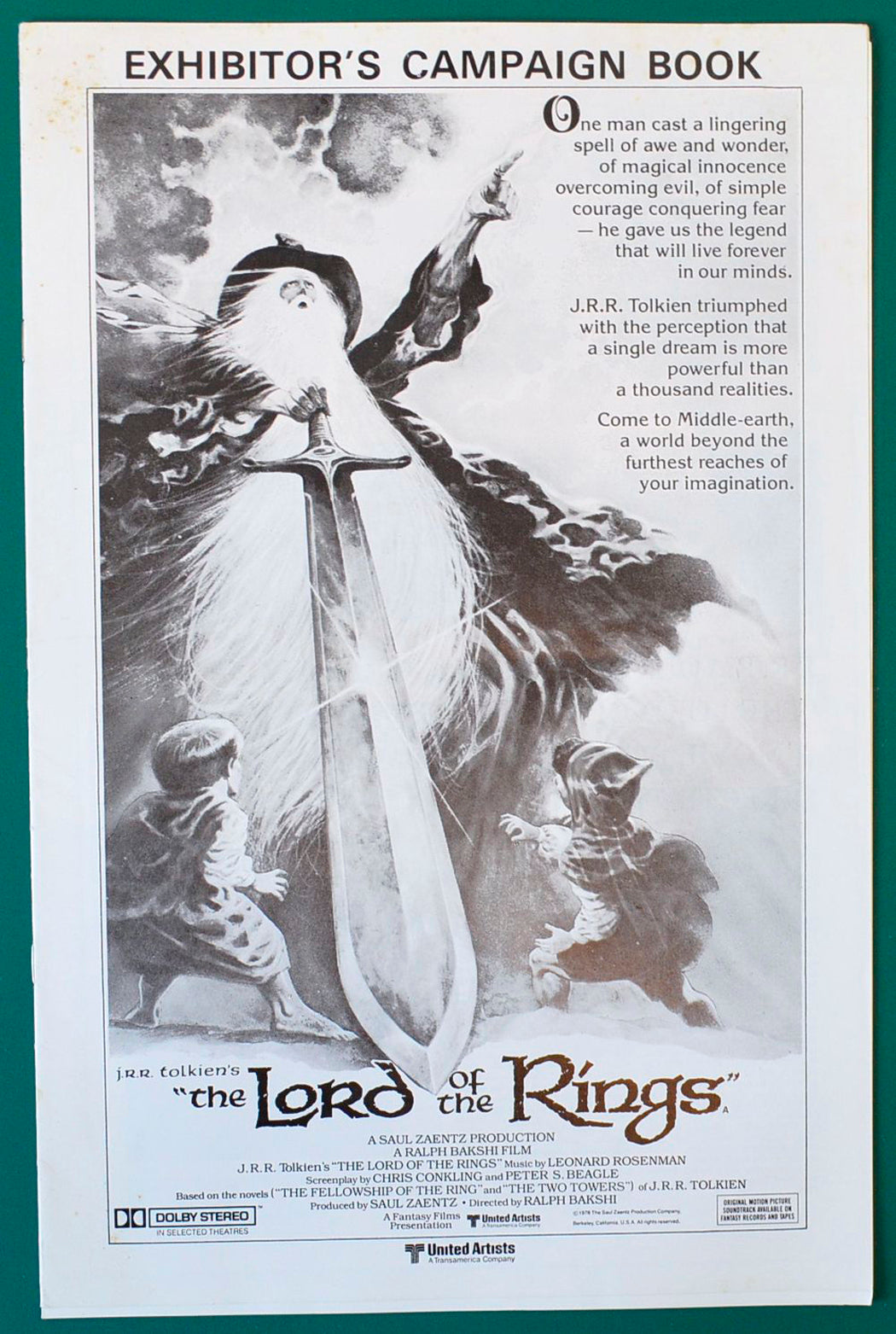 The Lord Of The Rings Original 12 Page Cinema Exhibitors Campaign Press Book 