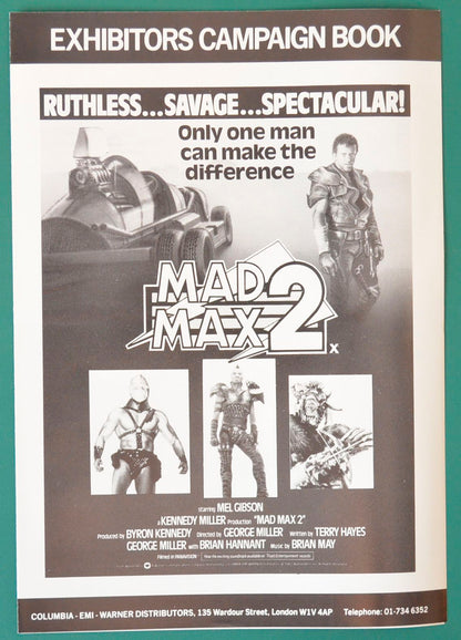 Mad Max 2 Original 6 Page Cinema Exhibitors Campaign Press Book + Synopsis / Credits Sheet 