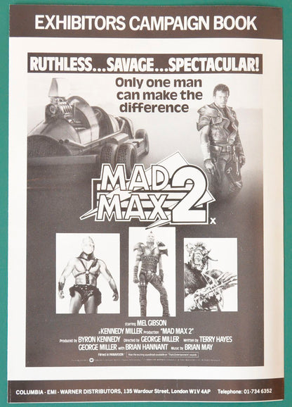 Mad Max 2 Original 6 Page Cinema Exhibitors Campaign Press Book + Synopsis / Credits Sheet 