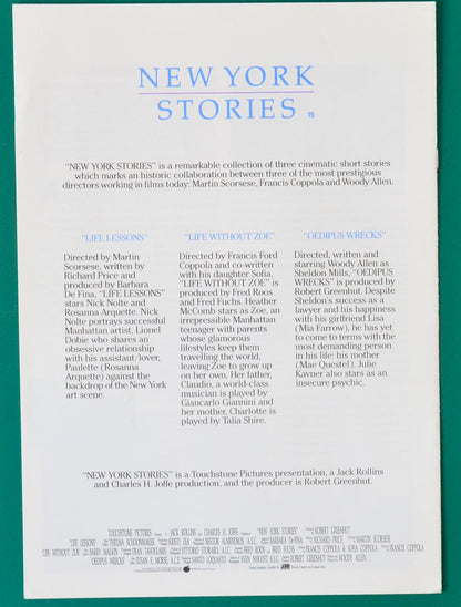 New York Stories - Info Booklet - Back