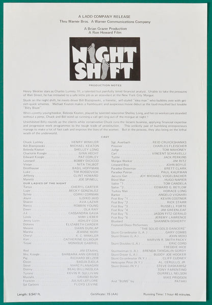 Night Shift - Synopsis Sheet width="125" height="180