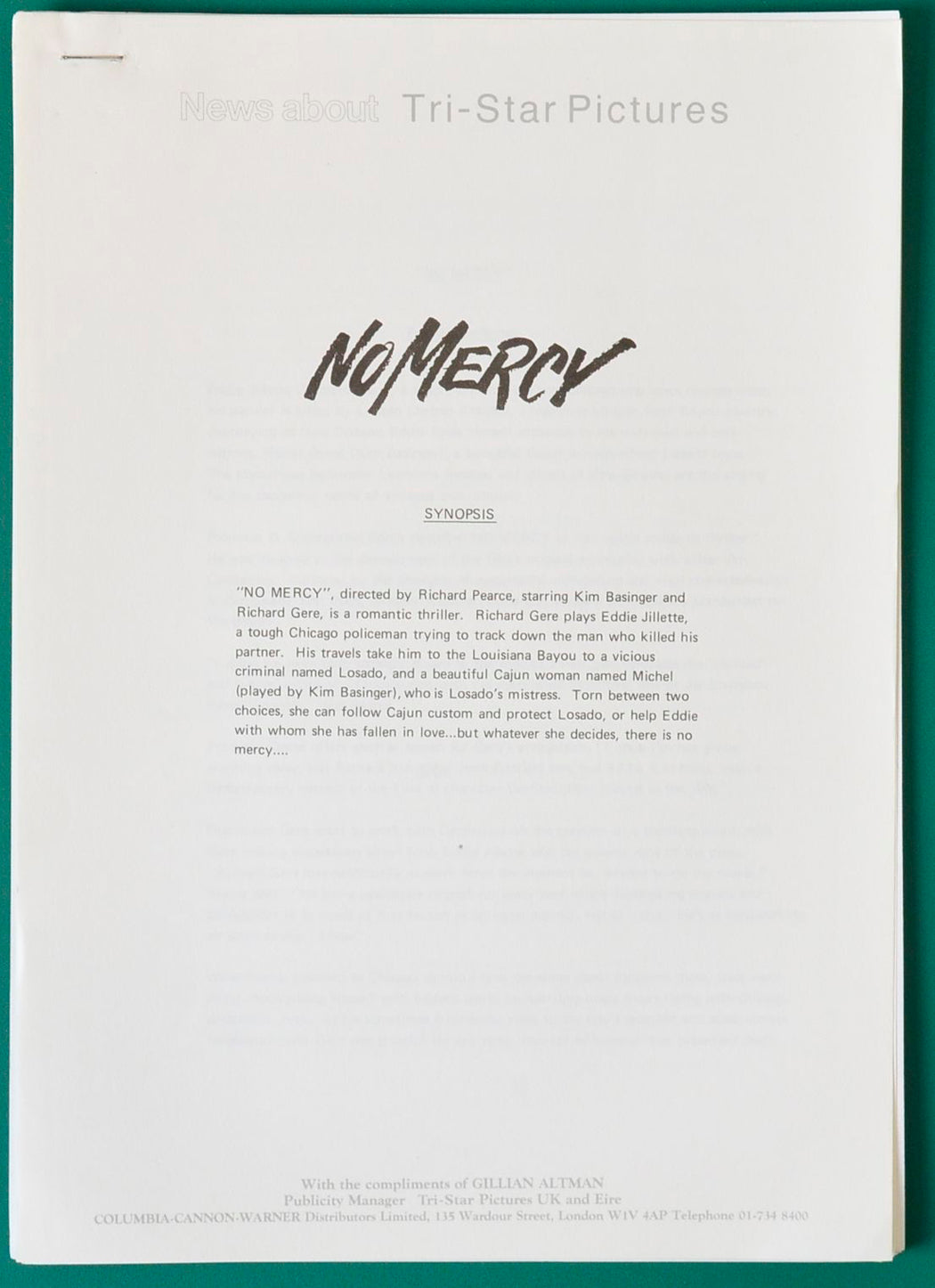 No Mercy - Production Info width="125" height="172