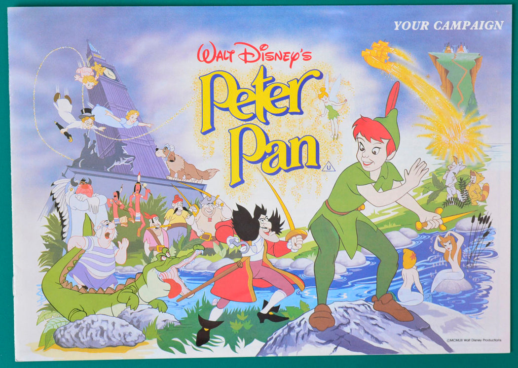 Peter Pan Original 8 Page Cinema Exhibitors Campaign Press Book  + Synopsis / Credits Sheet  + Neverland Code Booklet 