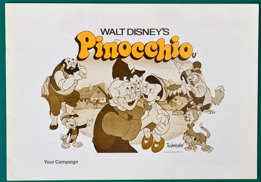 Pinocchio Original 16 Page Cinema Exhibitors Campaign Press Book  + Synopsis / Credits Sheet 