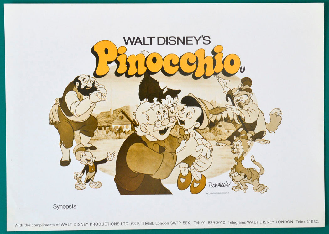 Pinocchio - Synopsis Leaflet - Front width="125" height="89