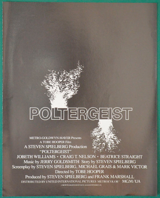 Poltergeist Original 4 Page Cinema Synopsis / Credits Leaflet + Advertising Blocks Sheet 