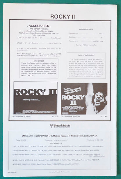 Rocky II - Press Book - Back