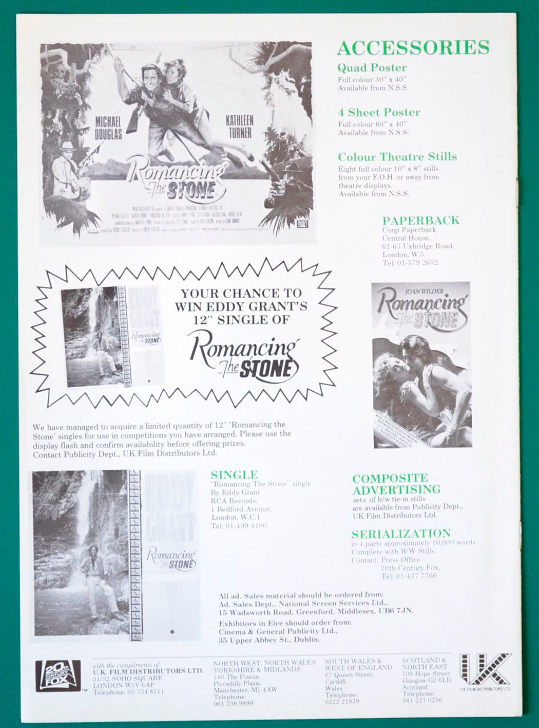 Romancing The Stone - Press Book - Back