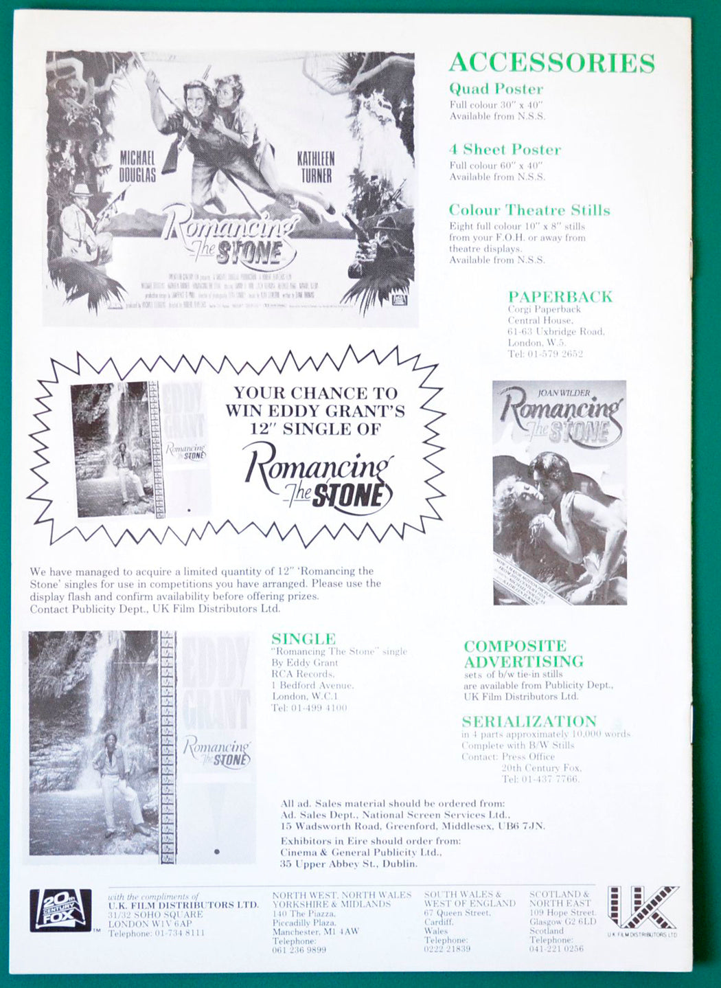 Romancing The Stone - Press Book - Back