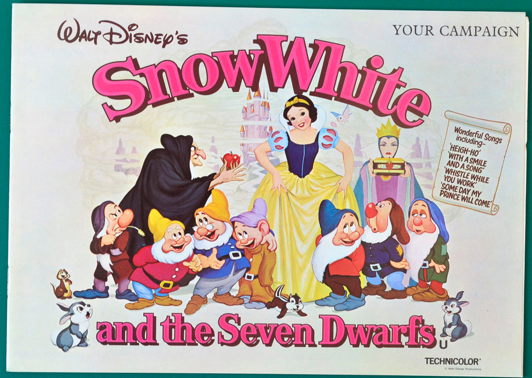 Snow White And The Seven Dwarfs Original 20 Page Cinema Exhibitors Campaign Press Book + Synopsis / Credits Sheet 