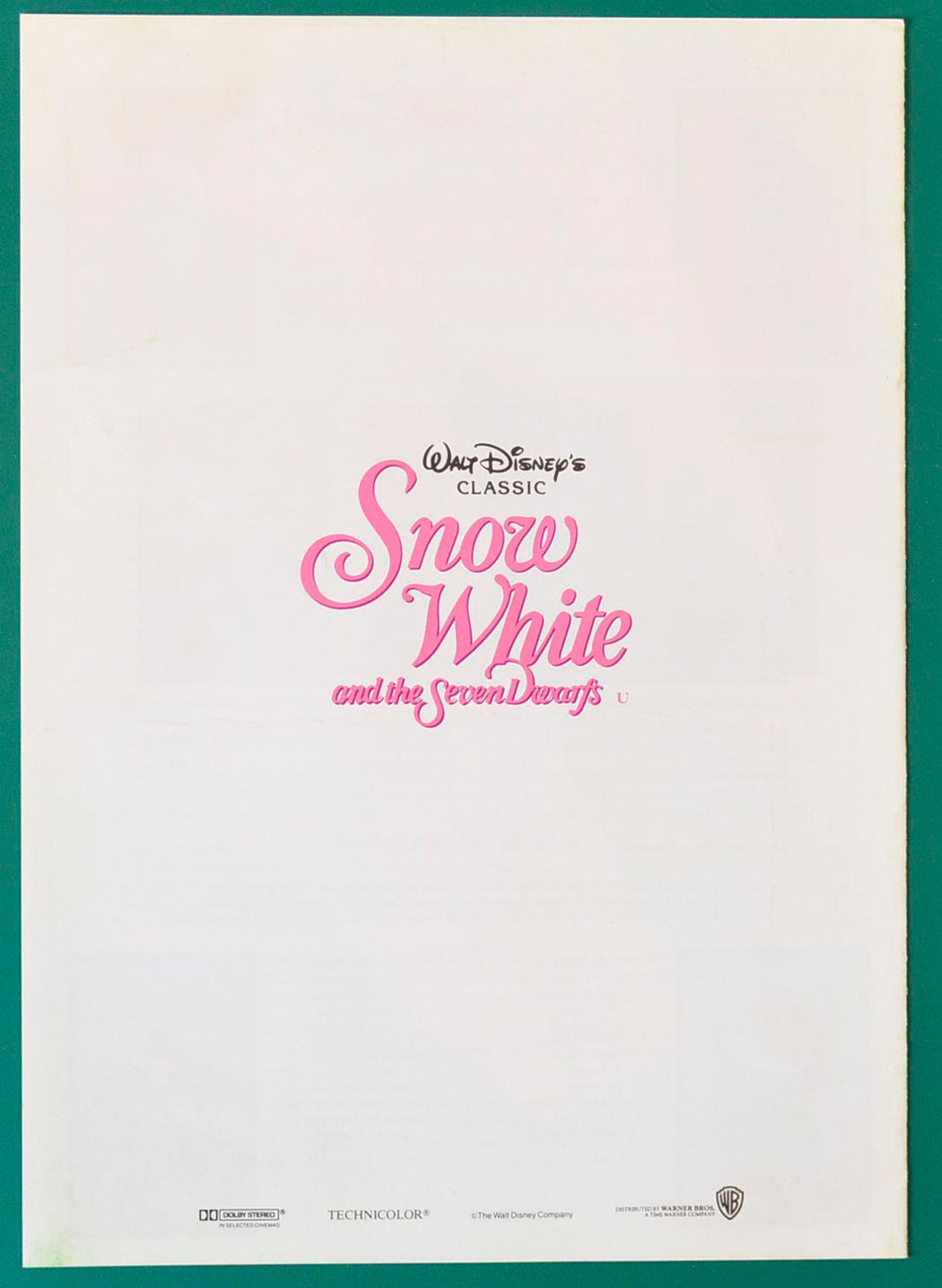 Snow White - Synopsis Leaflet - back width="125" height="171