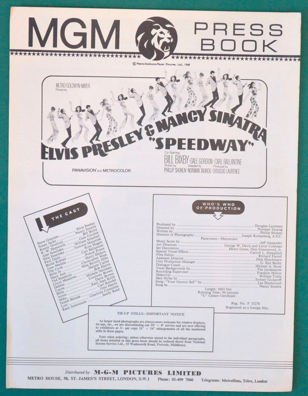 Speedway Original 4 Page Cinema Exhibitor's Campaign Book 