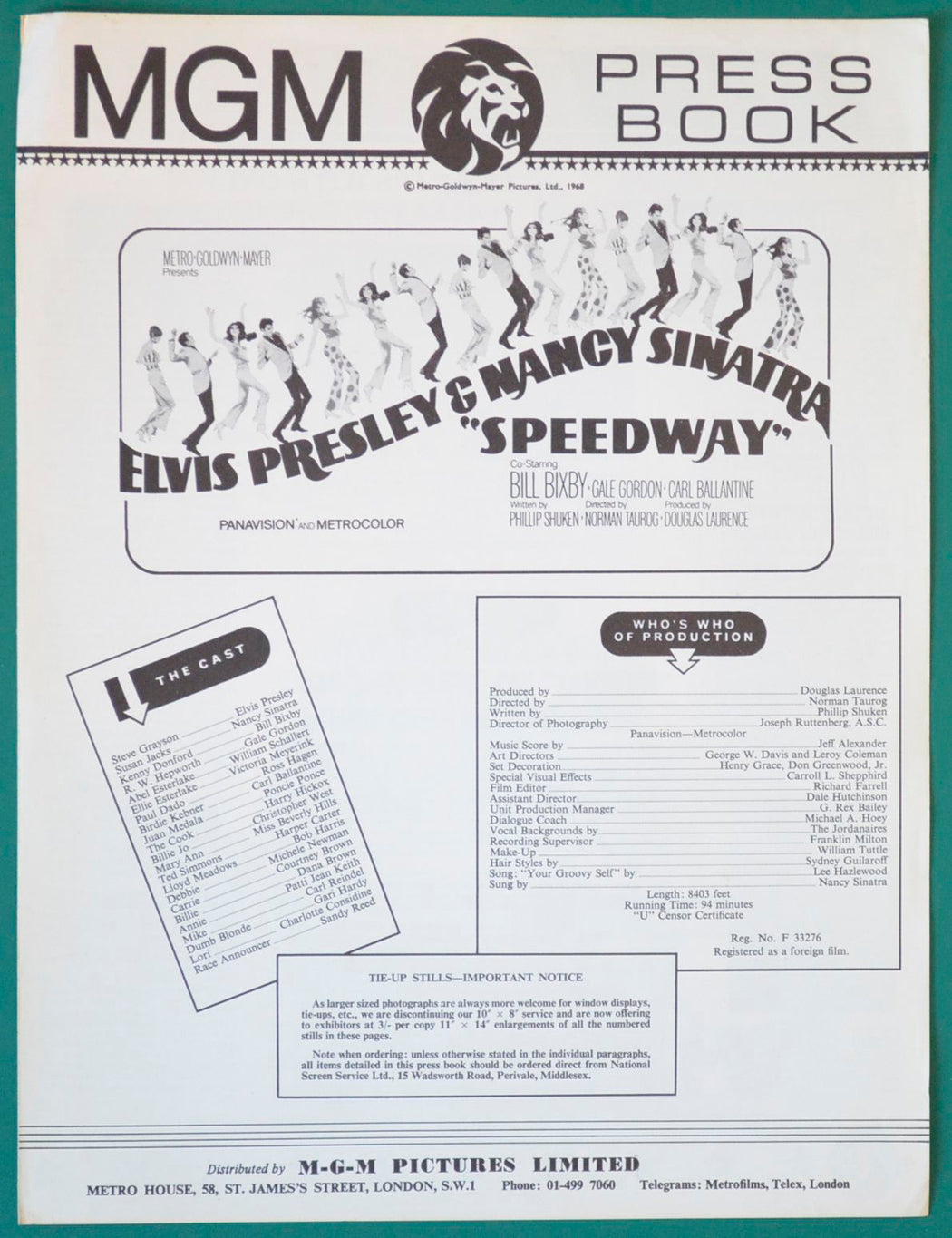 Speedway Original 4 Page Cinema Exhibitor's Campaign Book 