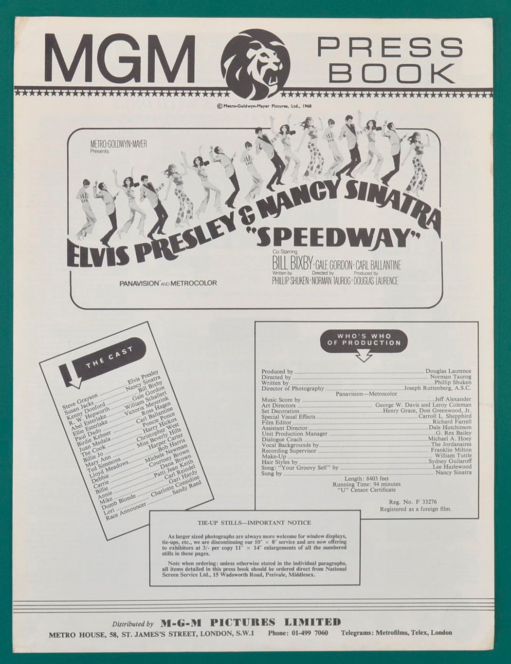 Speedway Original 4 Page Cinema Exhibitor's Campaign Book 