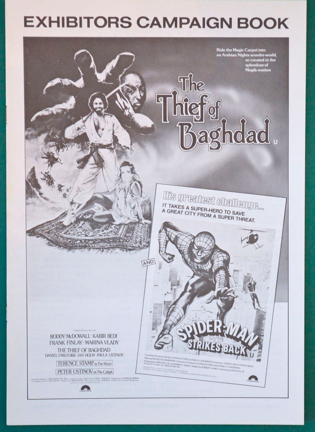 The Thief Of Baghdad / Spider-man Strikes Back  Original 8 Page Cinema Exhibitors Campaign Press Book 