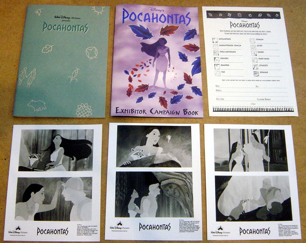 Pocahontas  Original Press Kit With 3 Black And White Stills 