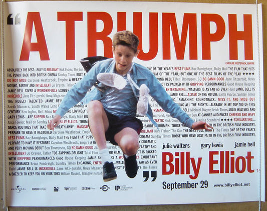 Billy Elliot  (Quotes Version)  Original Original Quad Movie Poster  