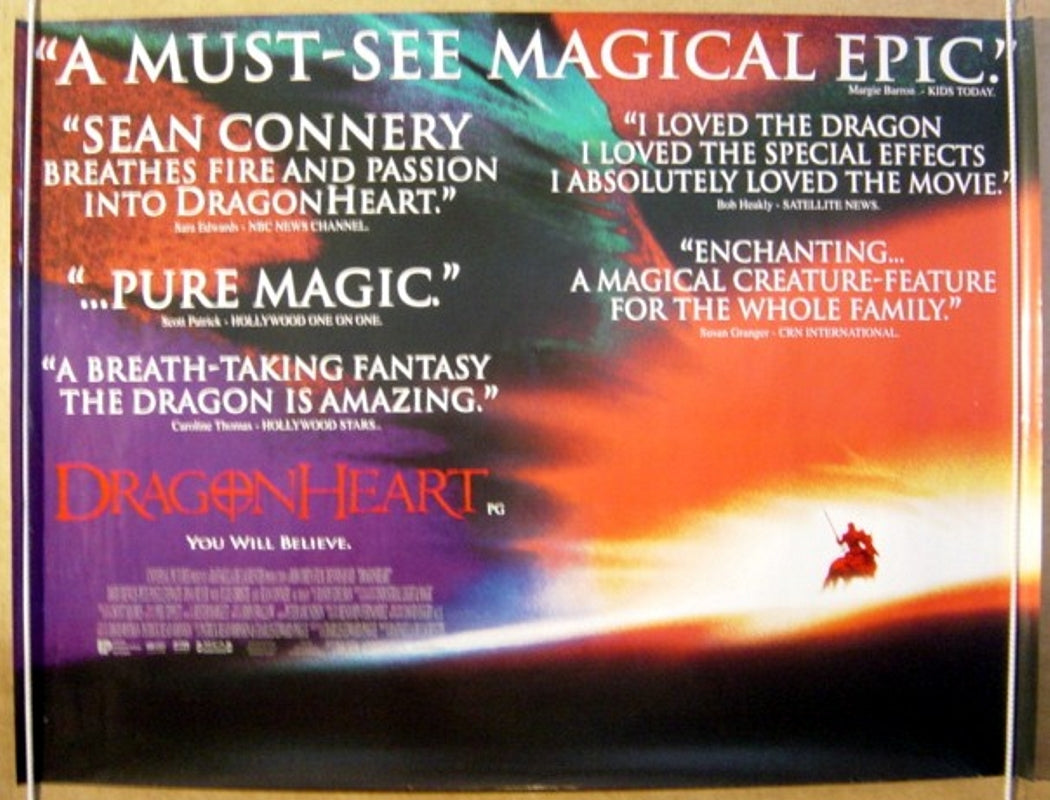 Dragonheart  (Quotes Design)  Original Quad Movie Poster  