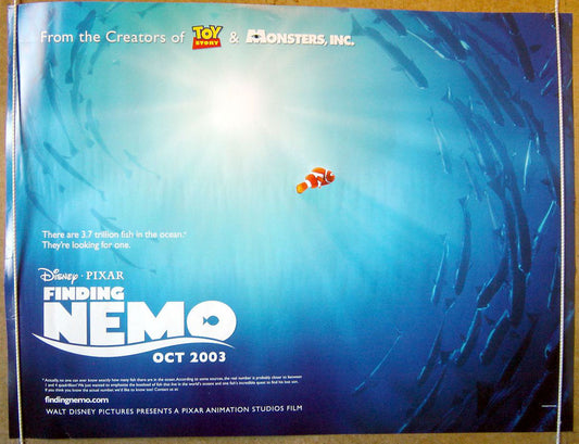 Finding Nemo  (Teaser)  Original Original Quad Movie Poster  