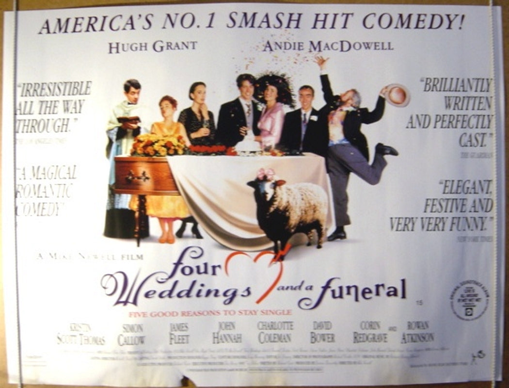 Four Weddings And A Funeral  Original Quad Movie Poster  