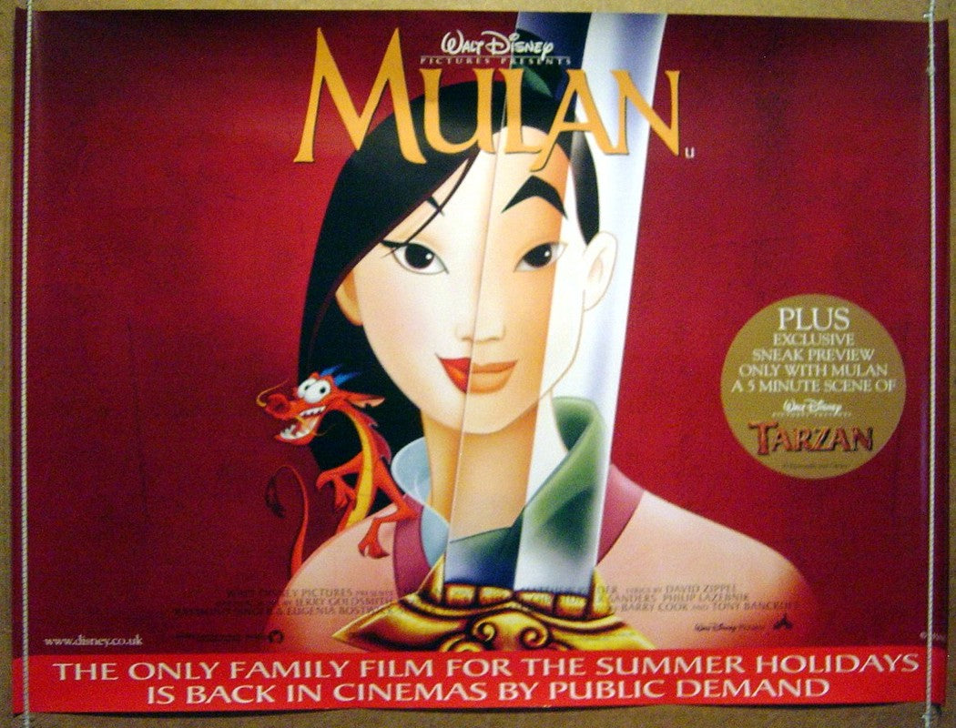 Mulan  (1999 re-release Version)  Original Quad Movie Poster  