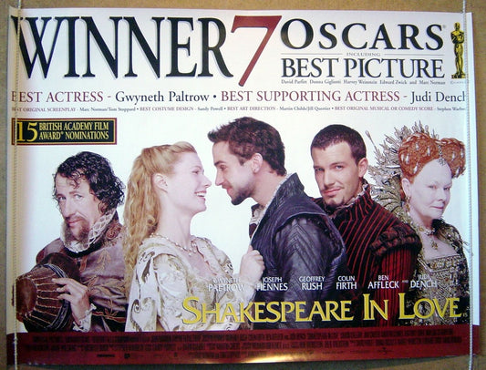 Shakespeare In Love  (Oscars Version)  Original Quad Movie Poster  