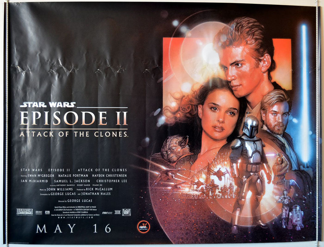 Star Wars : Episode II : Attack Of The Clones  Original Quad Movie Poster  