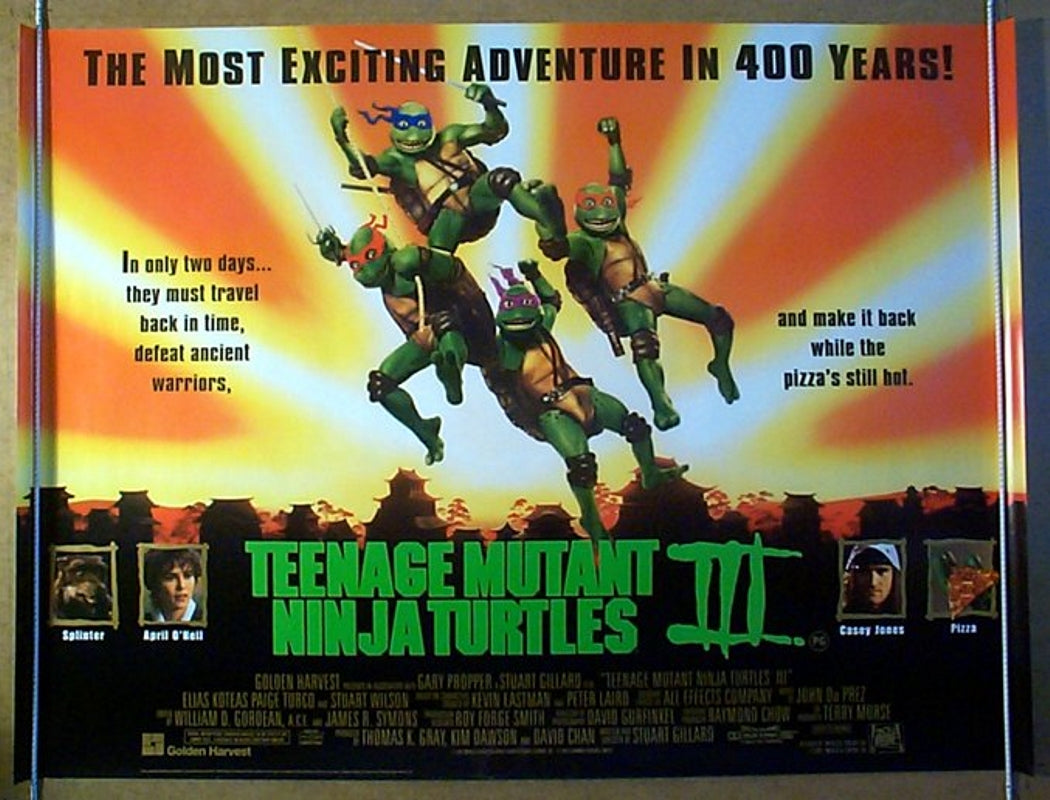 Teenage Mutant Ninja Turtles 3  Original Quad Movie Poster  