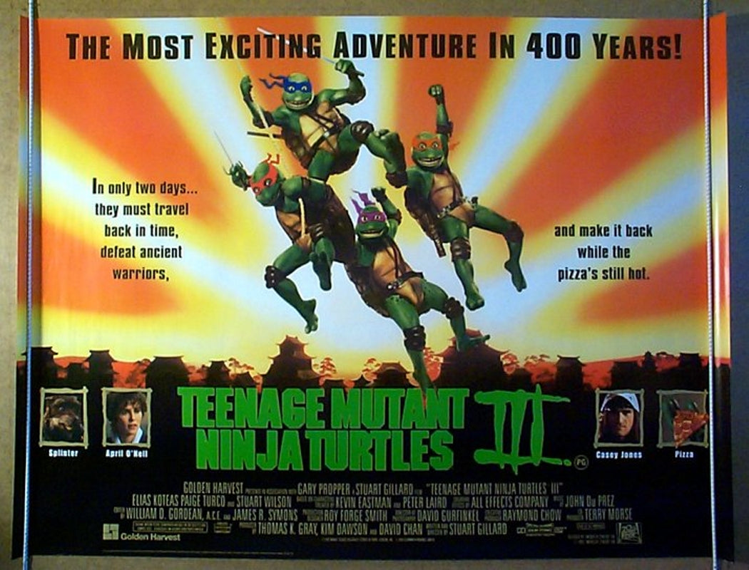 Teenage Mutant Ninja Turtles 3  Original Quad Movie Poster  