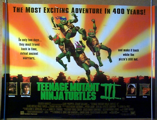 Teenage Mutant Ninja Turtles 3  Original Quad Movie Poster  