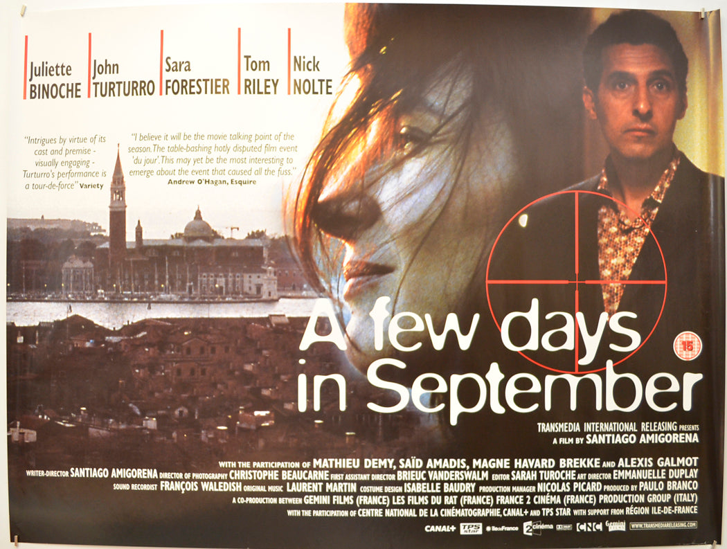 A Few Days In September  (a.k.a. Quelques Jours En Septembre) Original Quad Poster - Film Poster - Movie Poster  