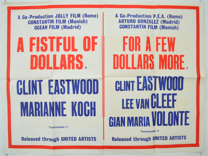 A Fistful Of Dollars / For A Few Dollars More  (Double Bill)  Original Quad Poster - Film Poster - Movie Poster 