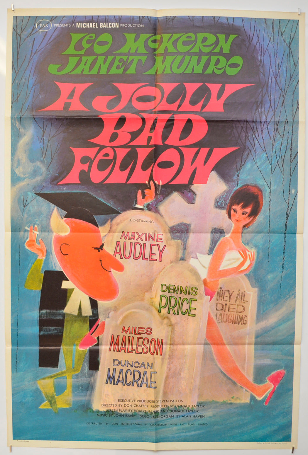 A Jolly Bad Fellow (a.k.a. They All Died Laughing) Original One Sheet Poster - Film Poster - Movie Poster