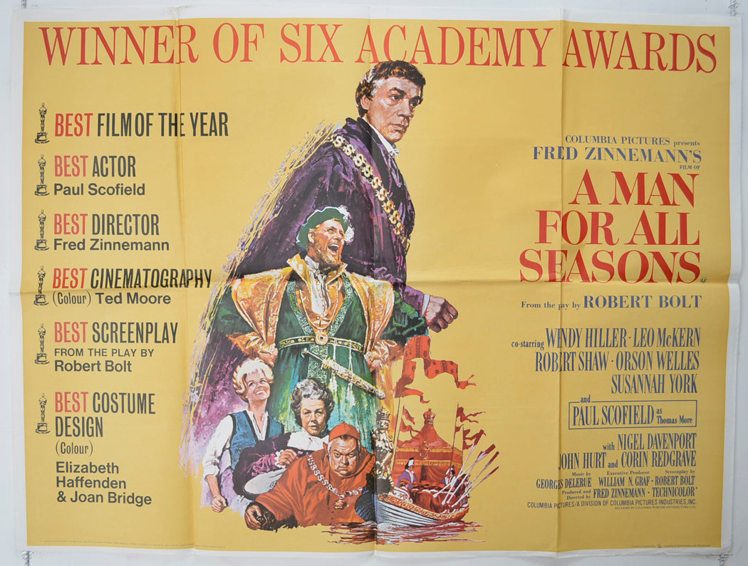 A Man For All Seasons   Original Quad Poster - Film Poster - Movie Poster 