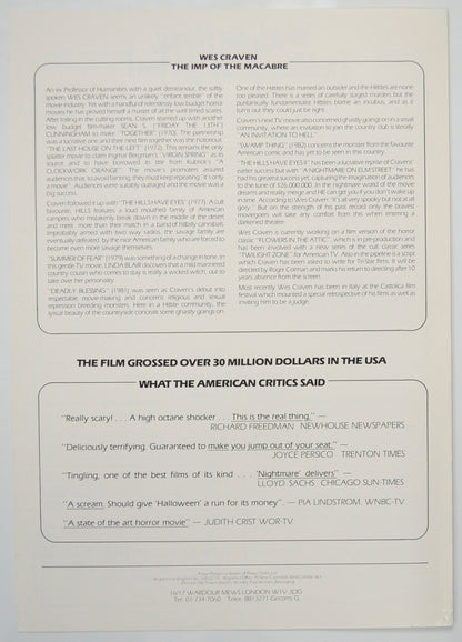 A NIGHTMARE ON ELM STREET Cinema Exhibitors Press Synopsis Credits Booklet - BACK 