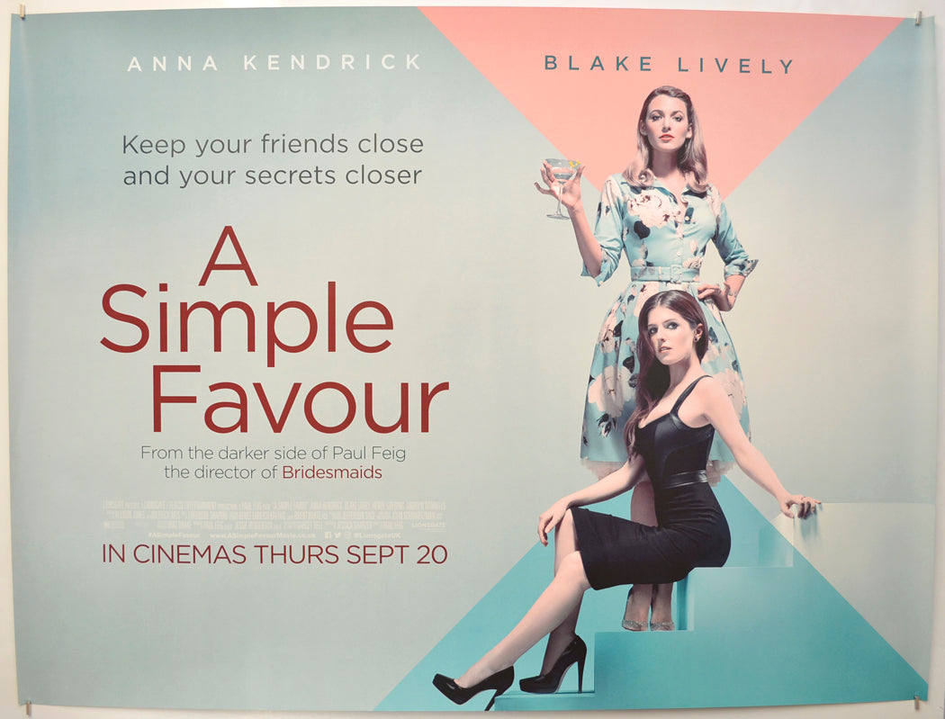 A Simple Favour Original Quad Poster - Film Poster - Movie Poster